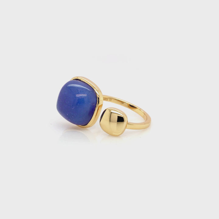 Sapphire Colored Beryl Ring in Brass
