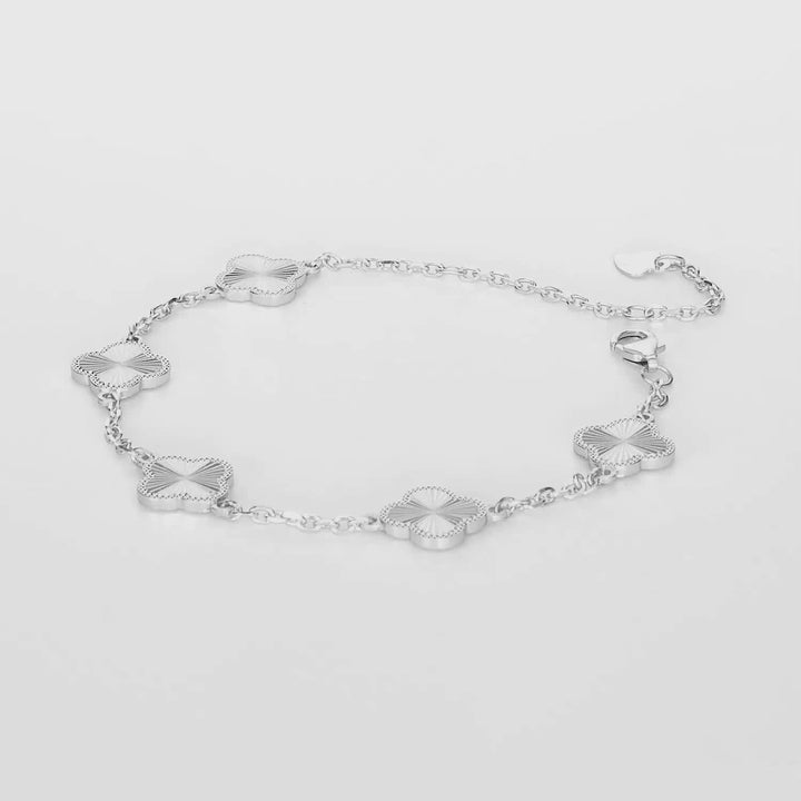 White Rhodium Plated CLOVER Bracelet in 925 Sterling Silver