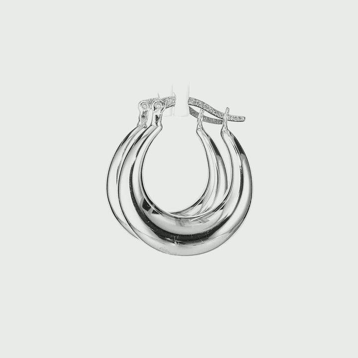White Rhodium Plated Chunky Hoop Earring in 925 Silver