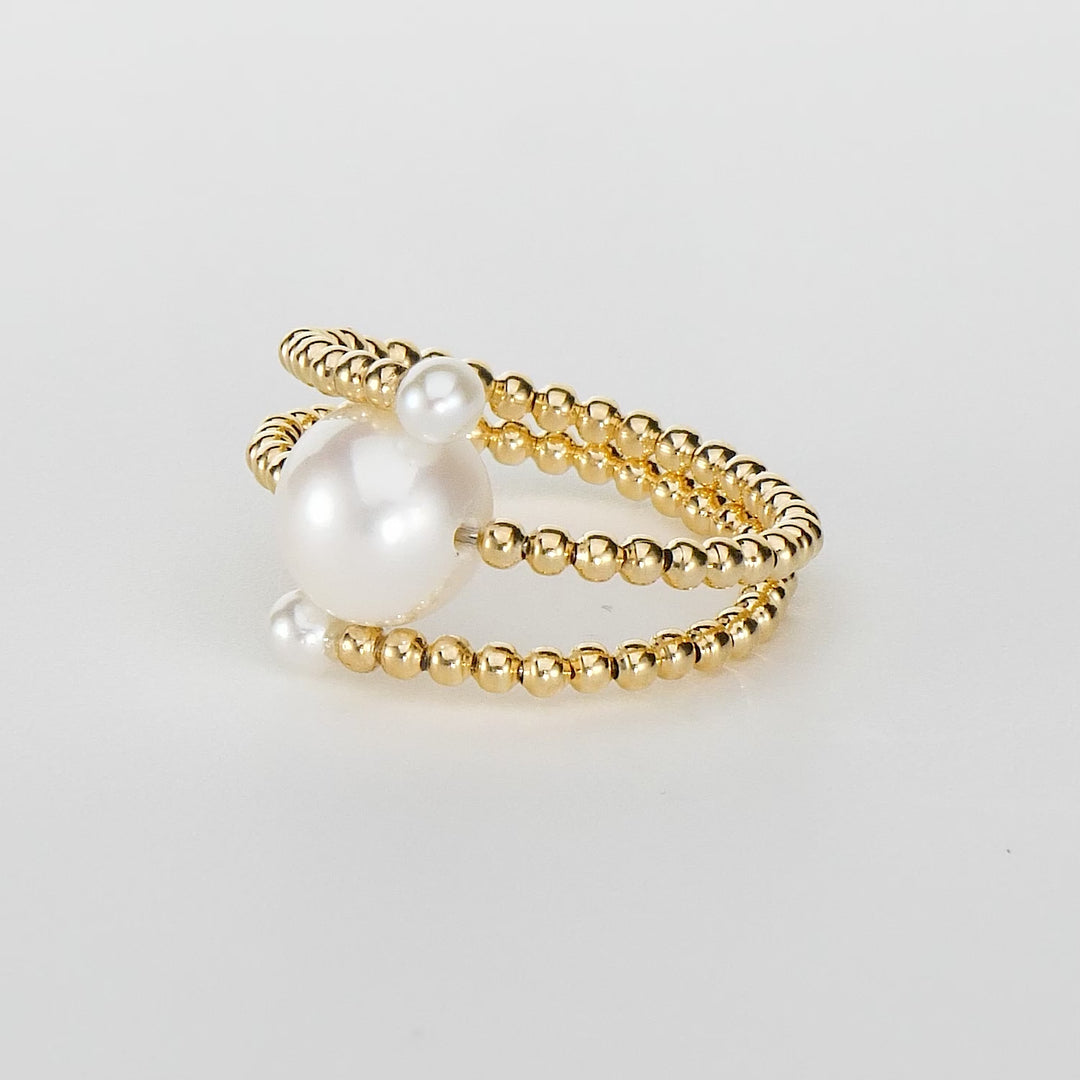 Pearl Bypass Flex Ring in 18K YG