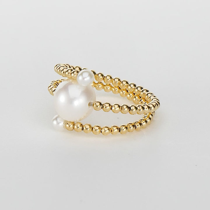 Pearl Bypass Flex Ring in 18K YG