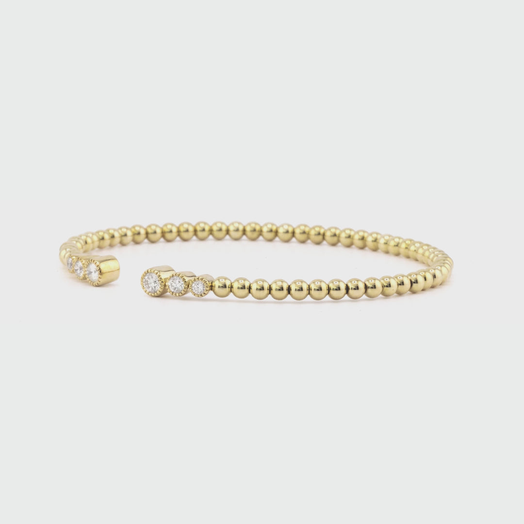 0.42 Cts White Diamond Flex Bangle in 14K Yellow Gold