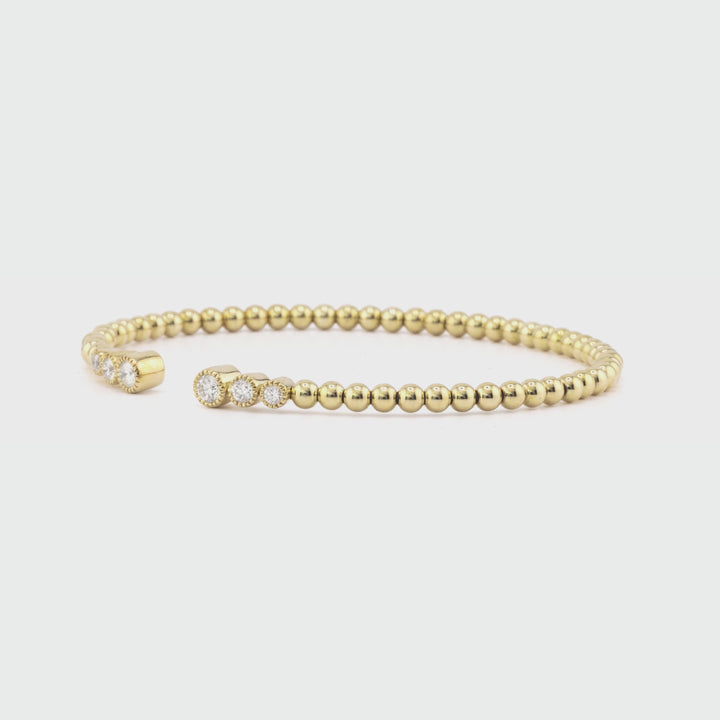 0.42 Cts White Diamond Flex Bangle in 14K Yellow Gold
