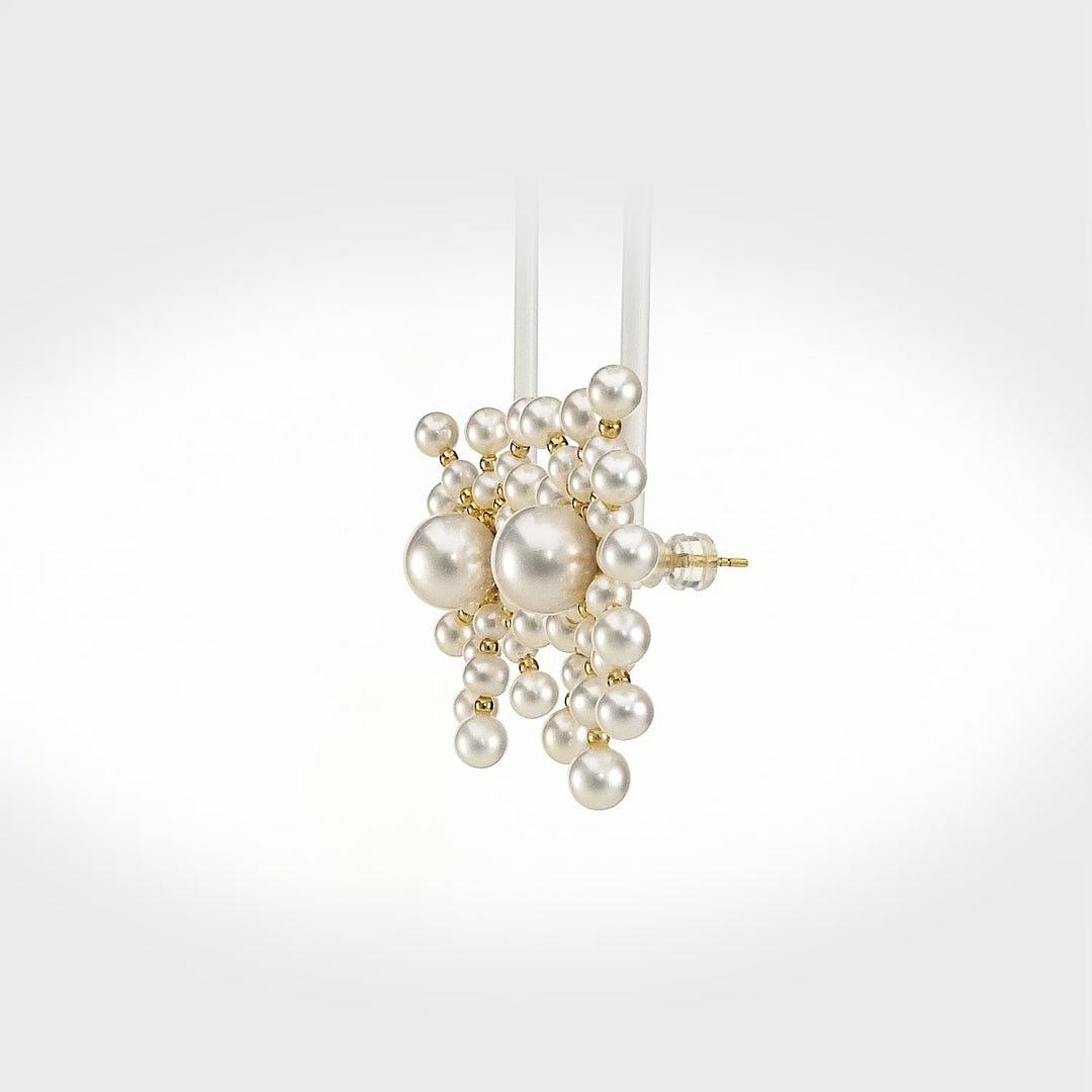 Pearl Beaded Stud Earring in 18K YG