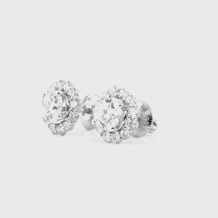 3.35 Cts Lab Grown White Diamond Earring in 14K White Gold