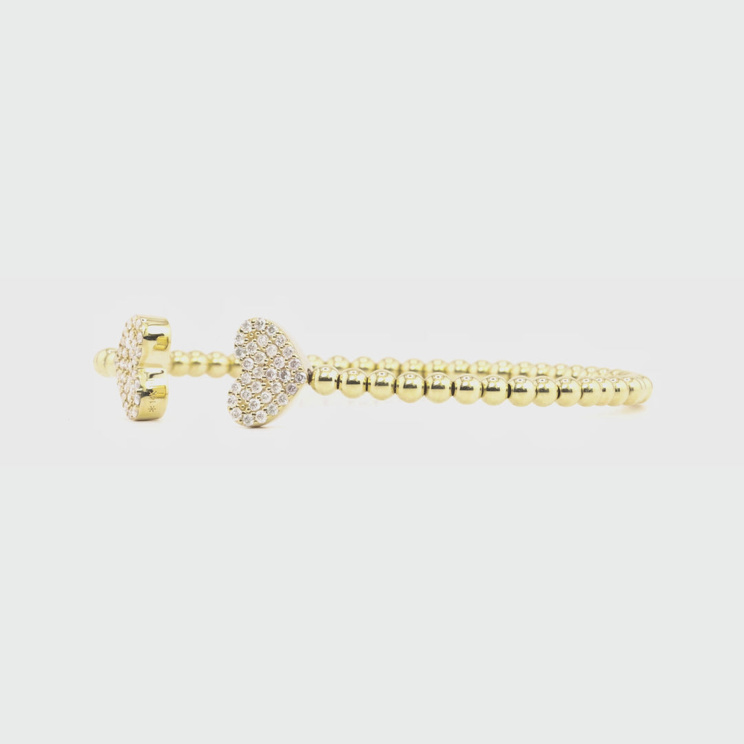 0.48 Cts White Diamond Flex Bangle in 14K Yellow Gold