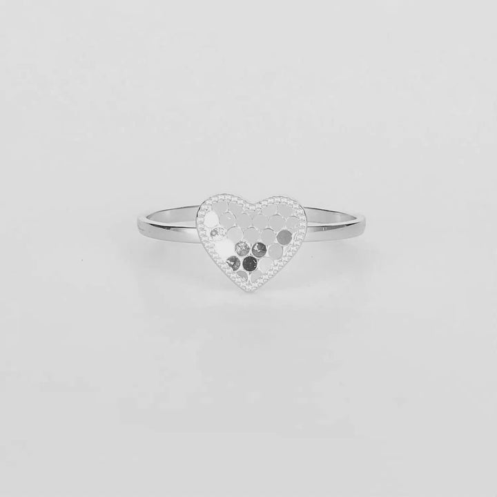 White Rhodium Plated Heart Ring in 925 Sterling Silver