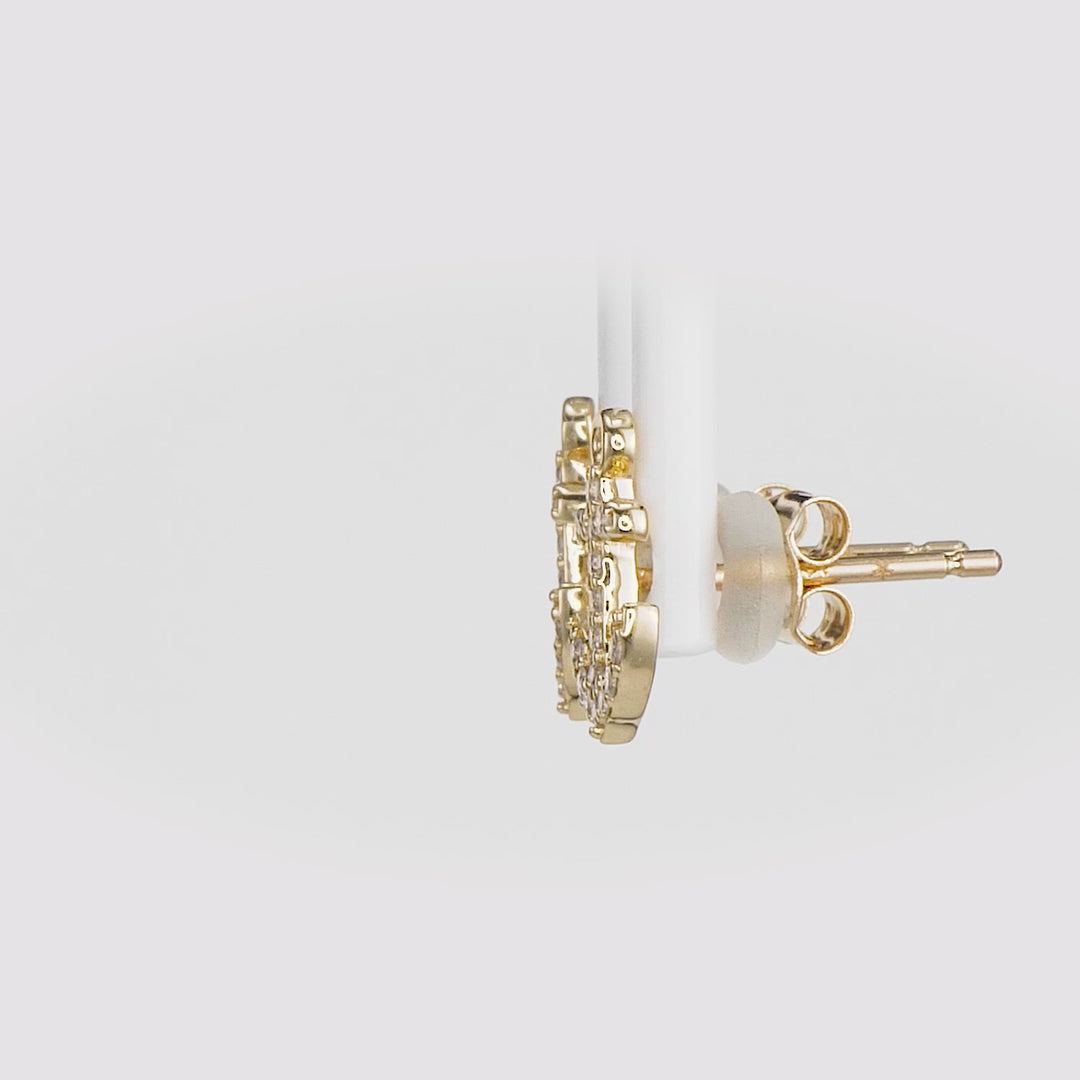 0.13 Cts White Diamond ANCHOR Earring in 14K Yellow Gold