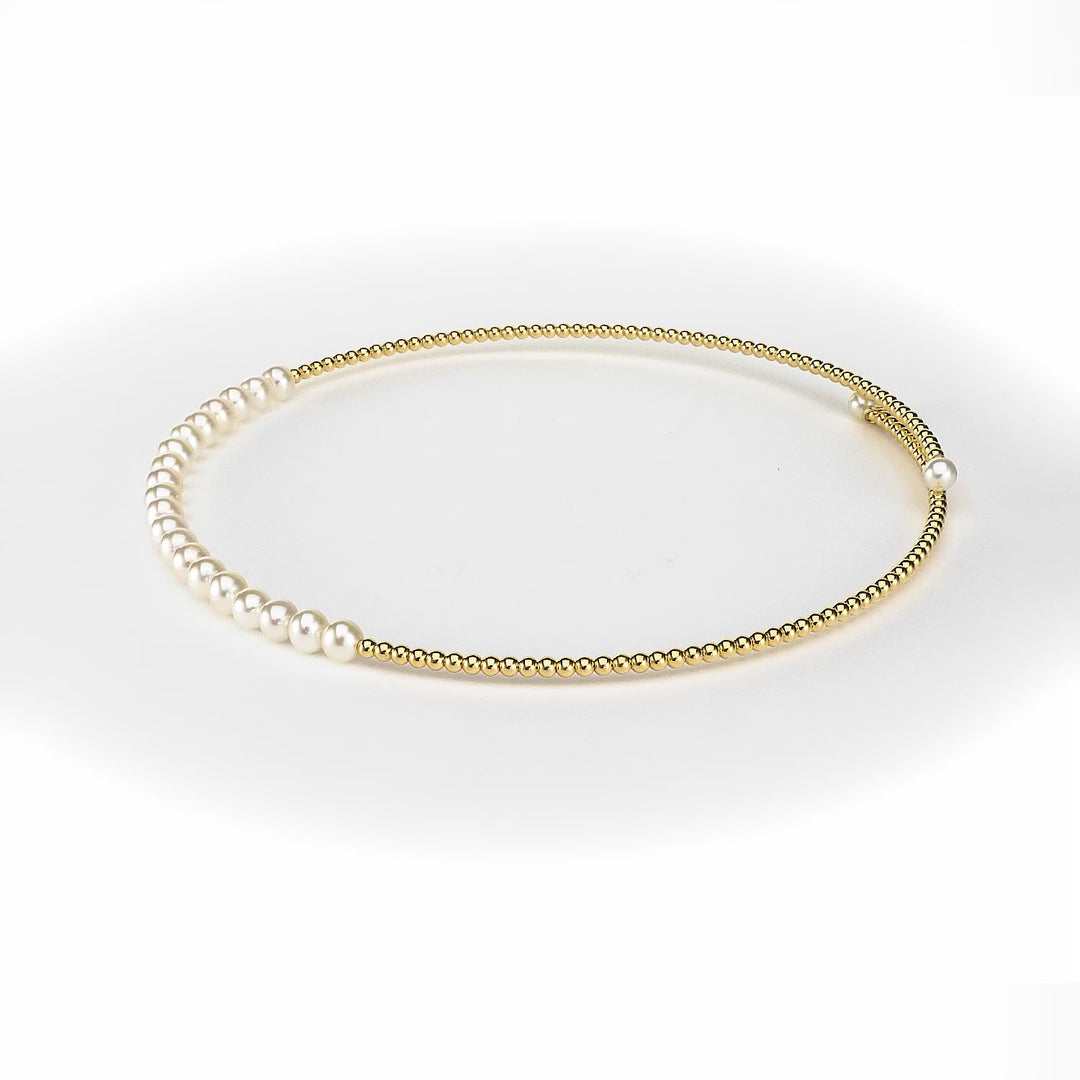 Pearl Beaded Flex Choker Necklace in 18K YG
