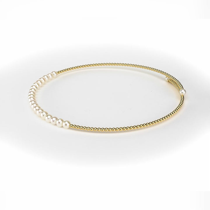 Pearl Beaded Flex Choker Necklace in 18K YG