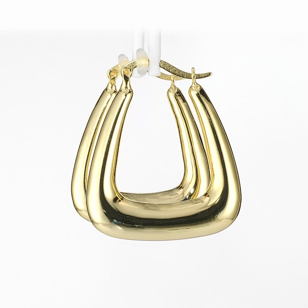 Yellow Gold Plated U-Shaped Hoop Earring in 925 Silver