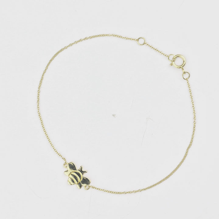 Bee Charm Bracelet in 14K Yellow Gold