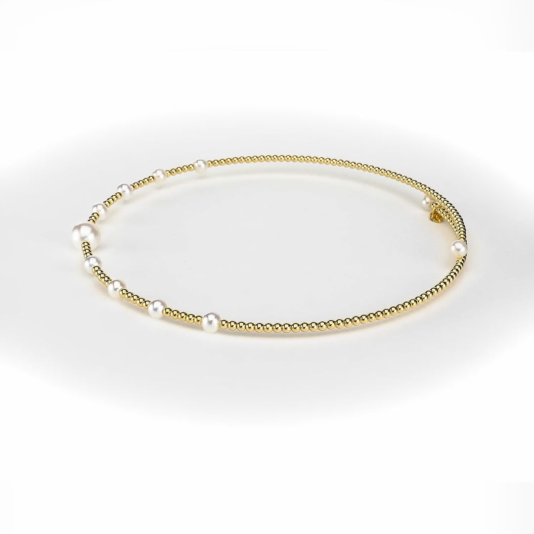 Pearl Beaded Flex Choker Necklace in 18K YG