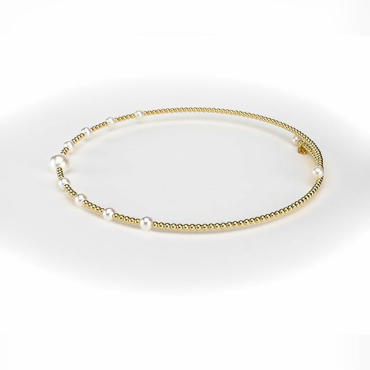 Pearl Beaded Flex Choker Necklace in 18K YG