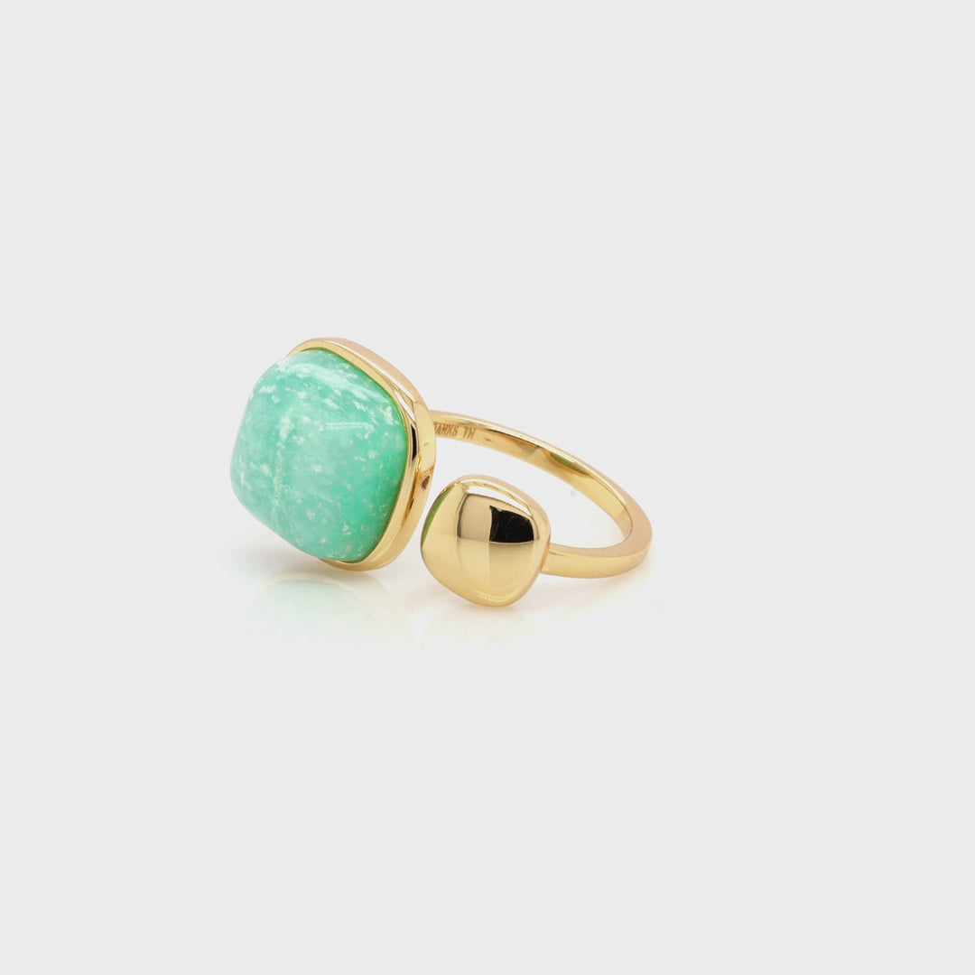 Amazonite Ring in Brass
