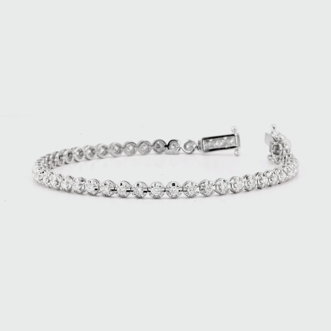 1.6 Cts Lab Grown White Diamond Bracelet in 14K White Gold