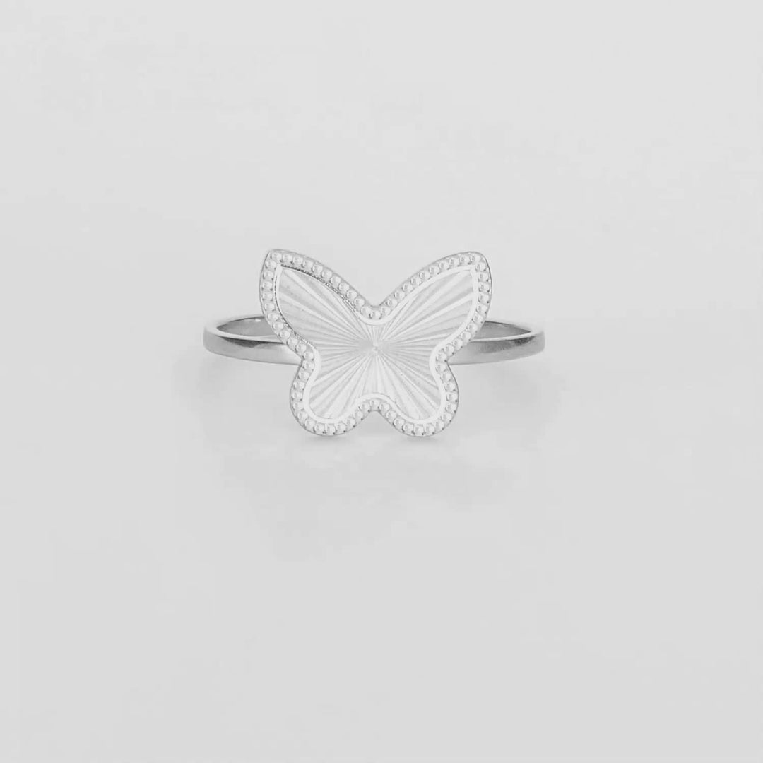 White Rhodium Plated ButterFly Ring in 925 Sterling Silver