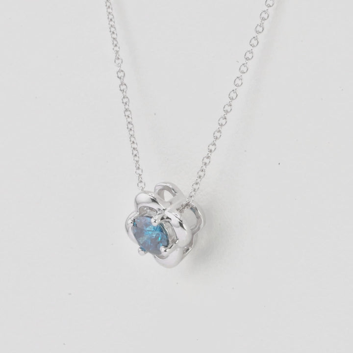0.25 Cts Blue Diamond Pendant in 14K White Gold