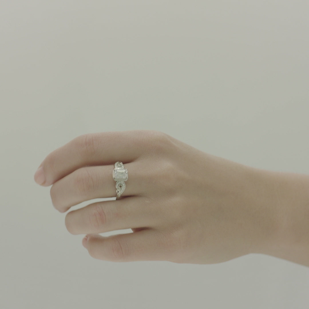 1.00 DEW Octagon White Moissanite Ring in 14K Gold