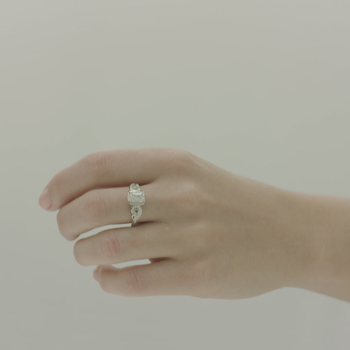 1.00 DEW Octagon White Moissanite Ring in 14K Gold