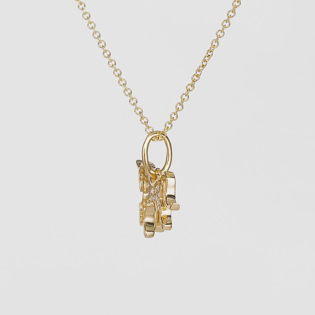 0.08 Cts White Diamond UNICORN Pendant in 14K Yellow Gold
