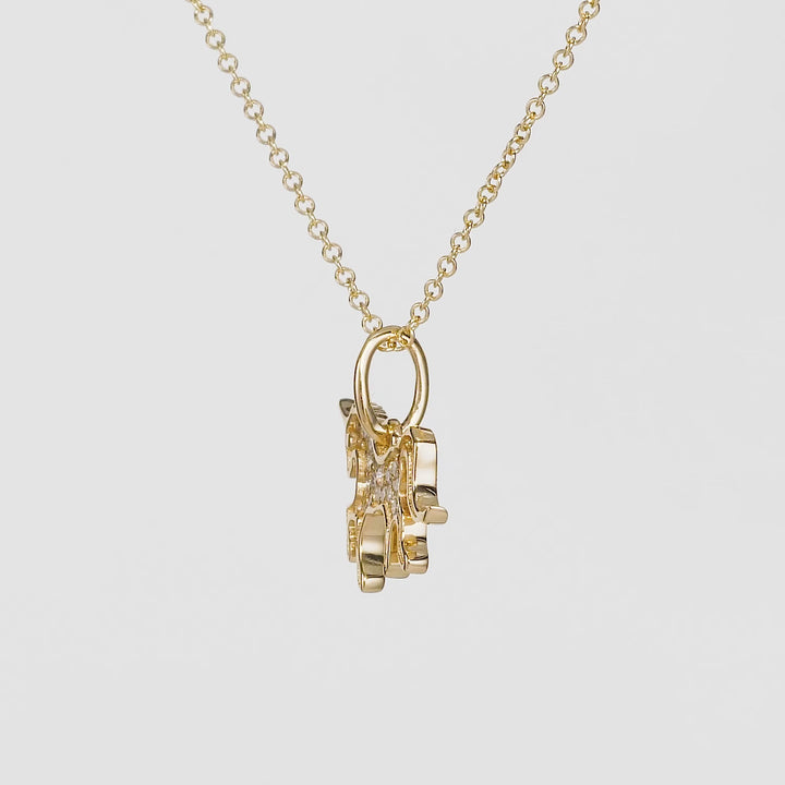 0.08 Cts White Diamond UNICORN Pendant in 14K Yellow Gold