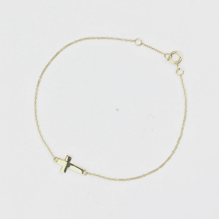 Cross Bracelet in 14K Yellow Gold