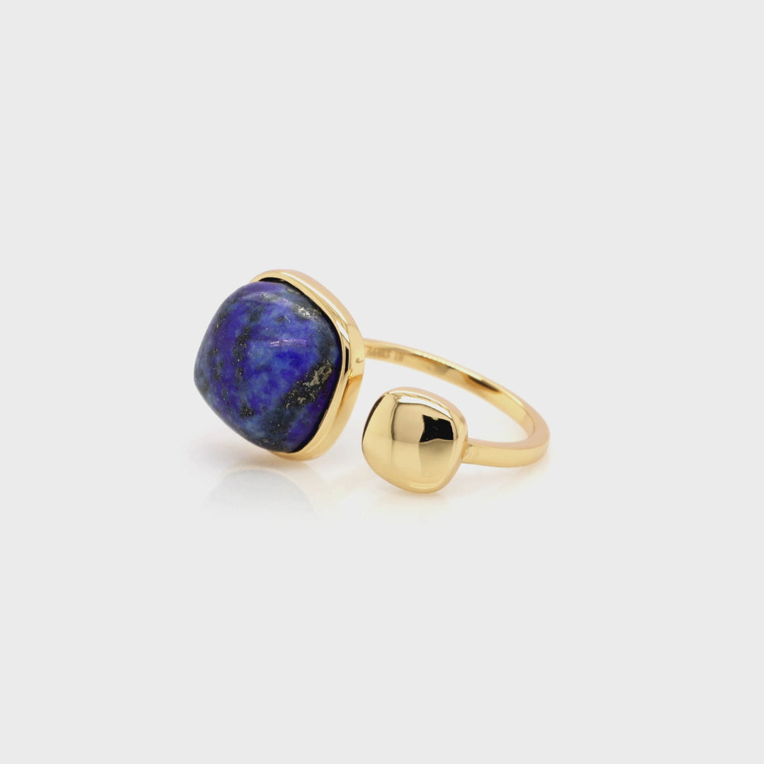 Boho Luxe Lapis Lazuli Square Brass Ring