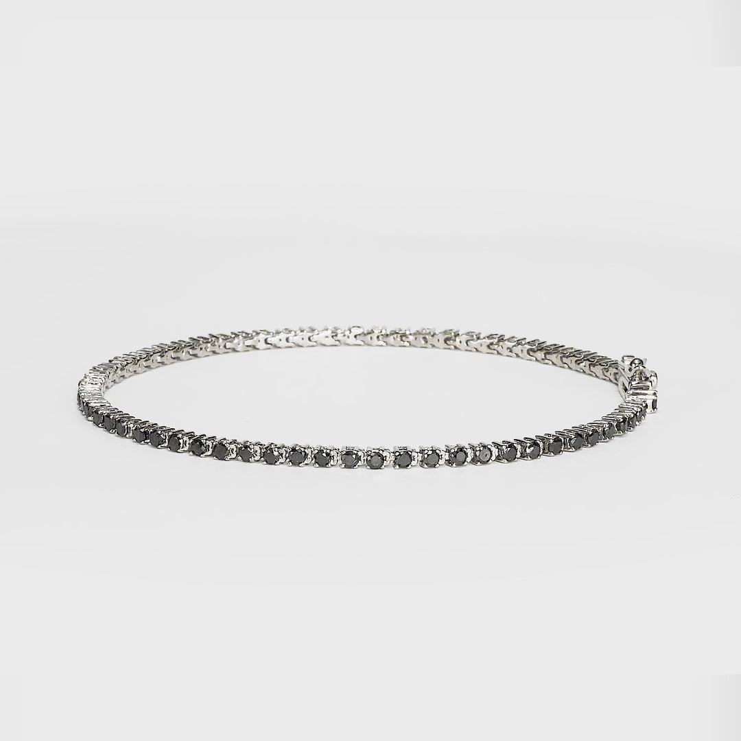 2.27 Ctw Black Diamond Necklace in 925 Sterling Silver