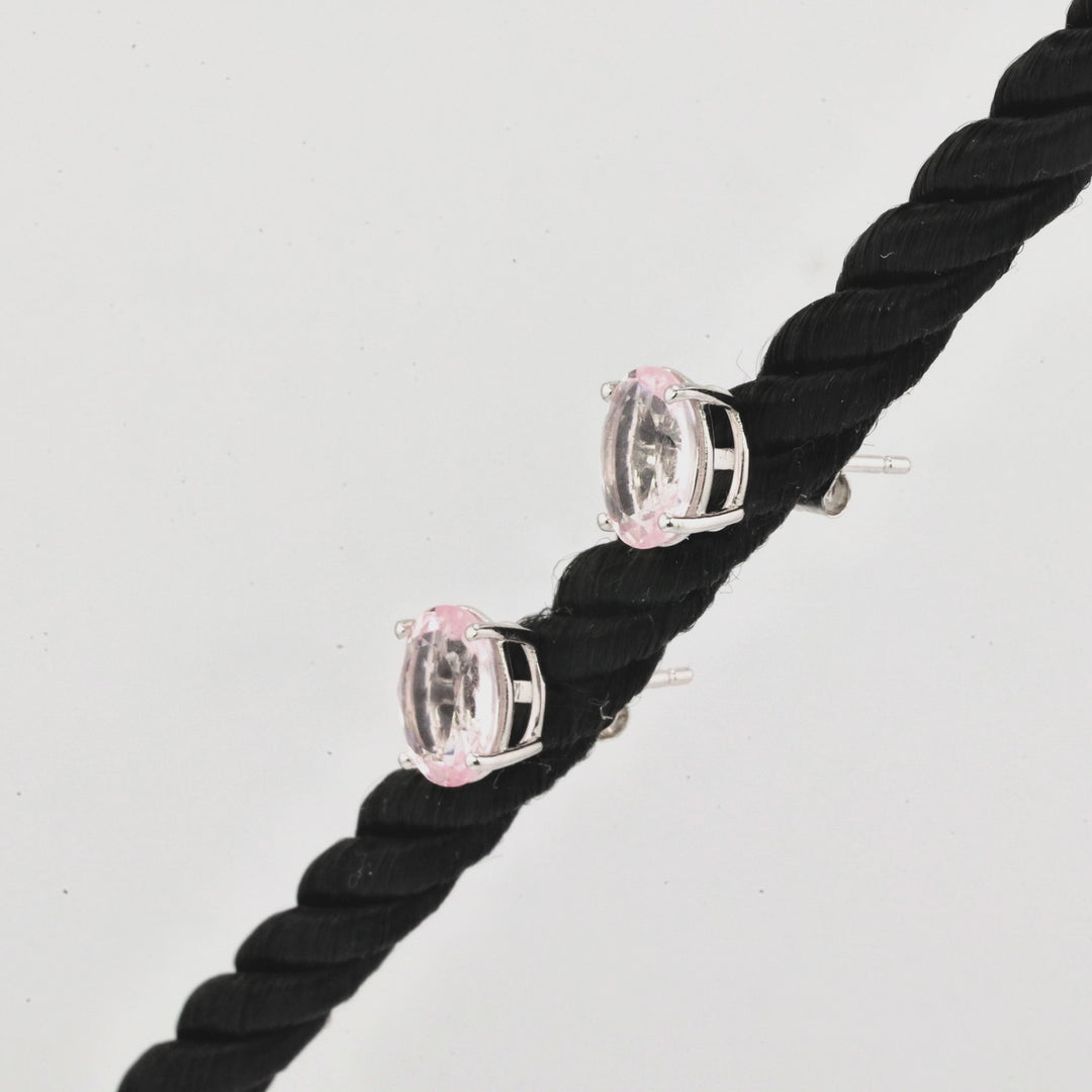 1.5 Cts Morganite Earring in 14K White Gold