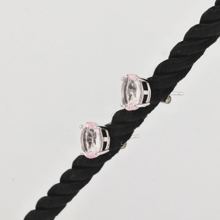 1.5 Cts Morganite Earring in 14K White Gold