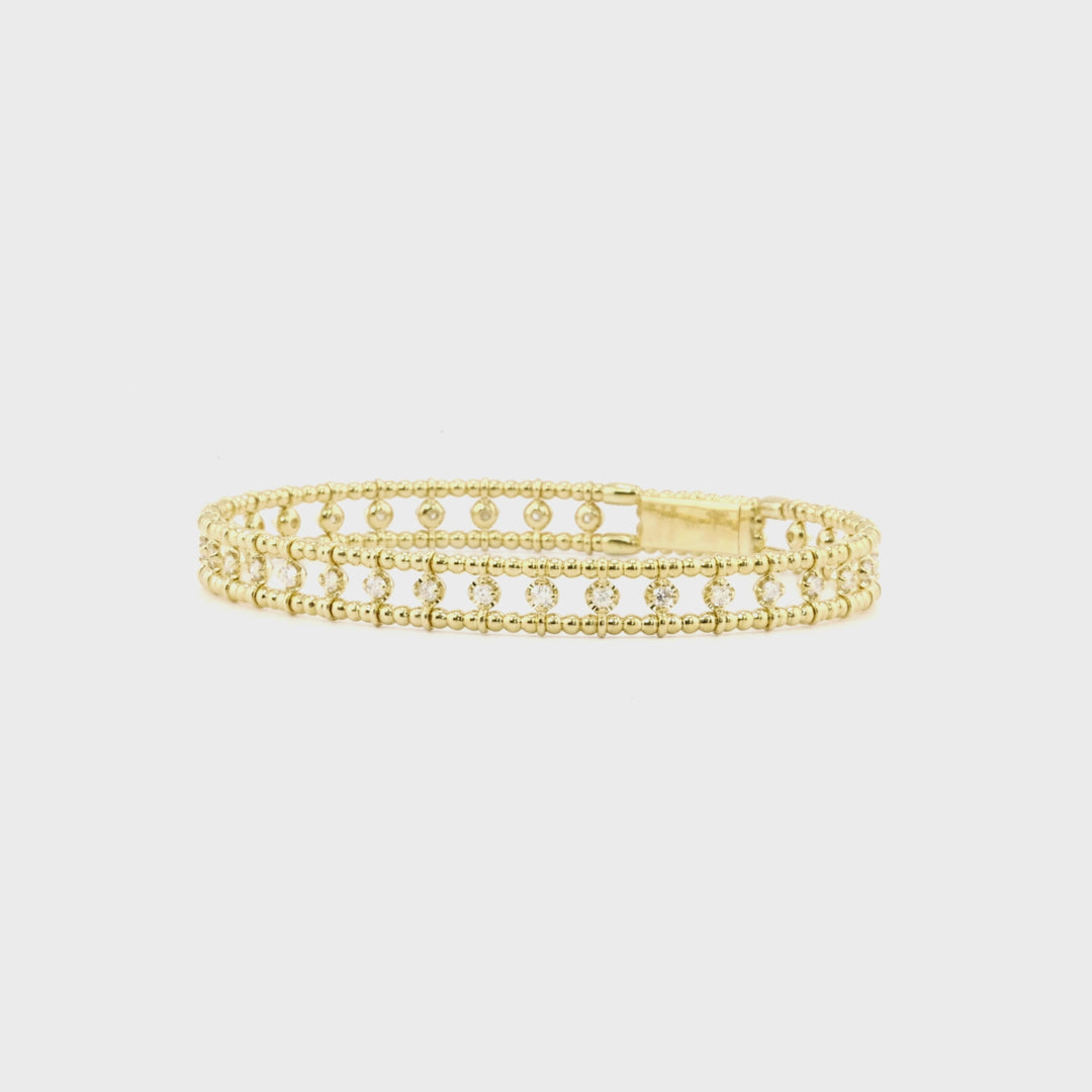 0.9 Cts White Diamond Flex Bangle in 14K Yellow Gold