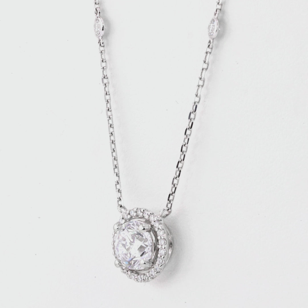 2.90 Cts Lab Grown White Diamond Necklace in 14K White Gold
