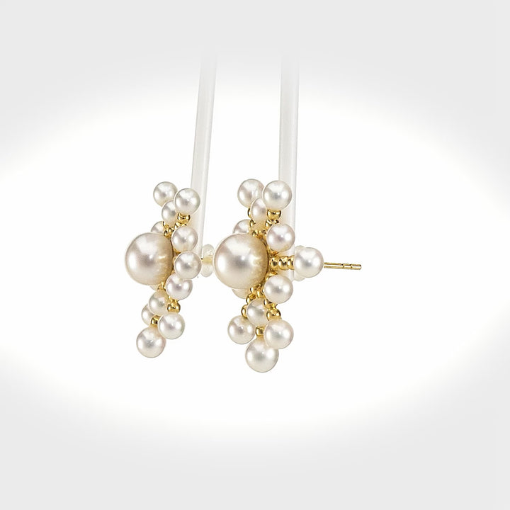 Pearl Beaded Stud Earring in 18K YG