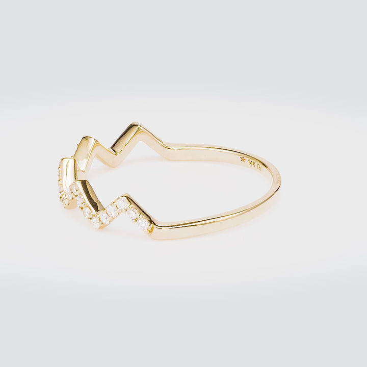 0.17 Cts White Diamond Ring in 14K Yellow Gold