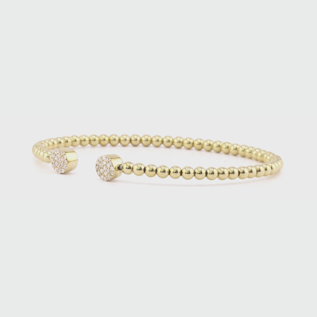 0.14 Cts White Diamond Flex Bangle in 14K Yellow Gold