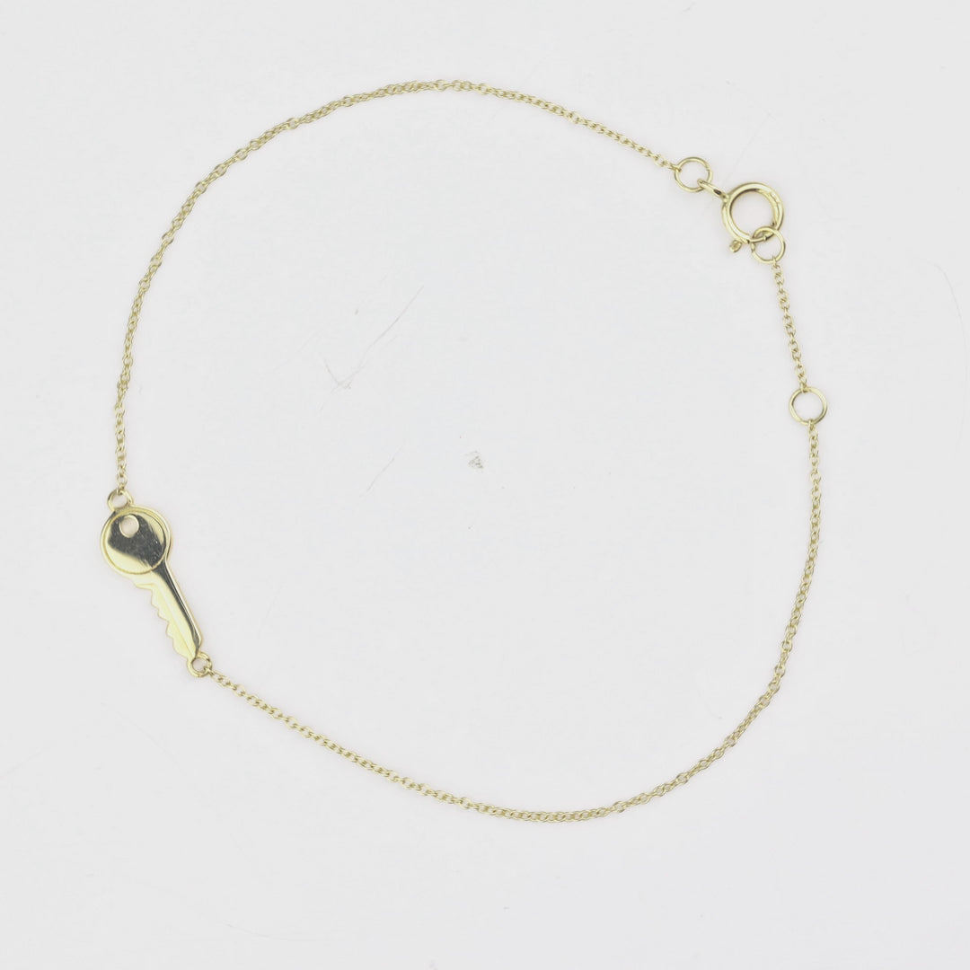 Key Charm Bracelet in 14K Yellow Gold