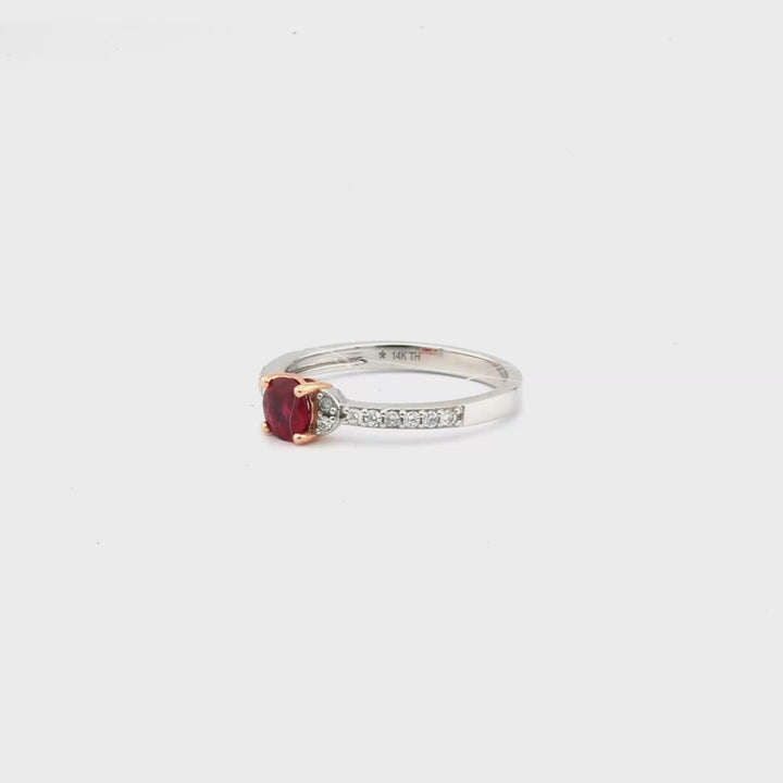 0.5 Cts Ruby and White Diamond Ring in 14K Two Tone