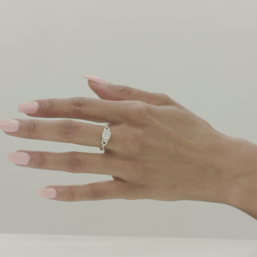 1.00 DEW Octagon White Moissanite Ring in 14K Gold