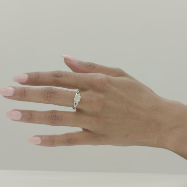 1.00 DEW Octagon White Moissanite Ring in 14K Gold