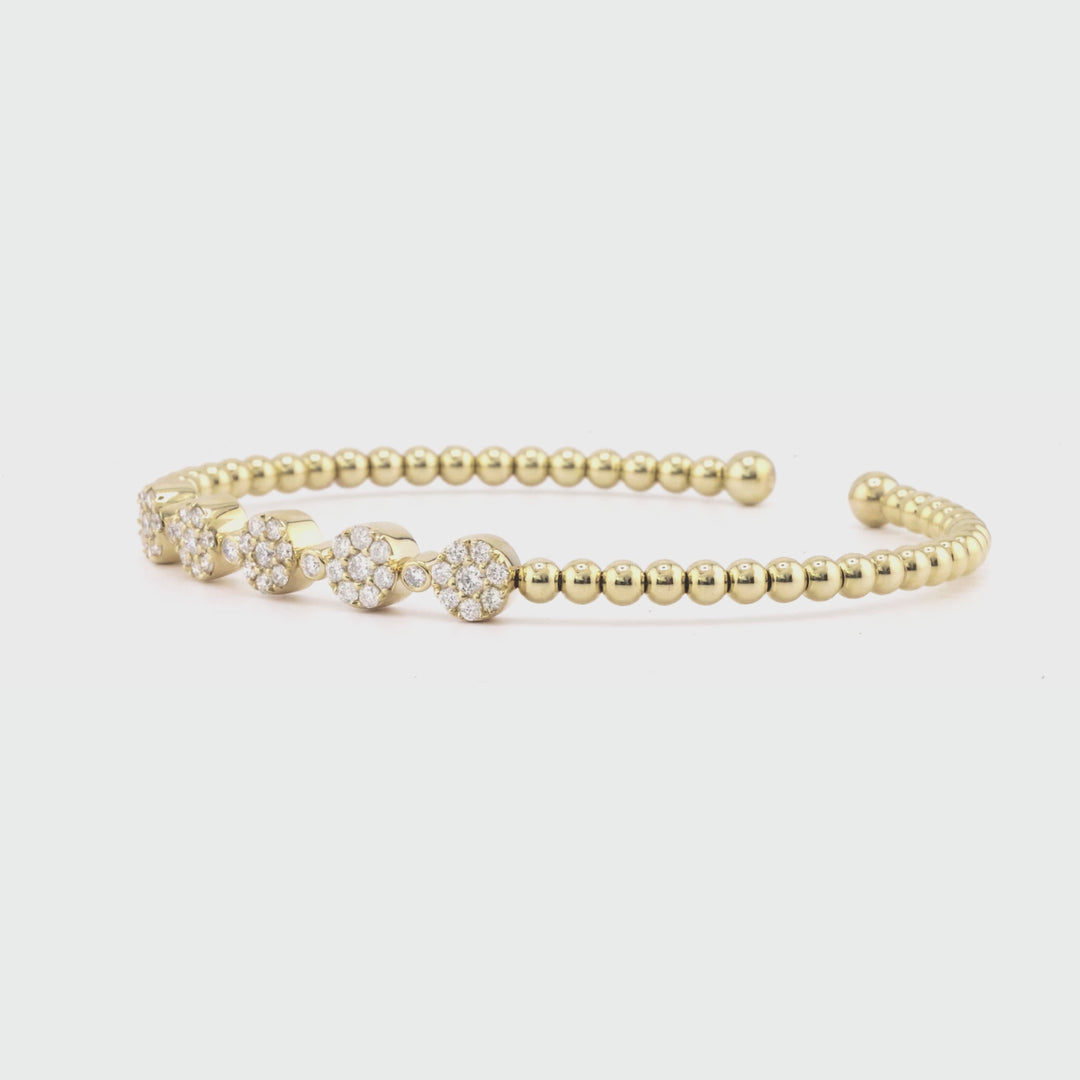 0.7 Cts White Diamond Flex Bangle in 14K Yellow Gold