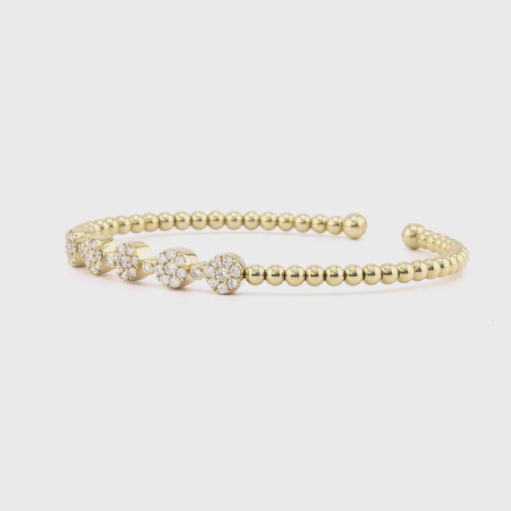 0.7 Cts White Diamond Flex Bangle in 14K Yellow Gold