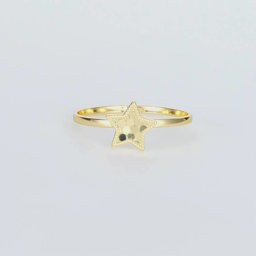 Yellow Gold Plated Star Ring in 925 Sterling Silver