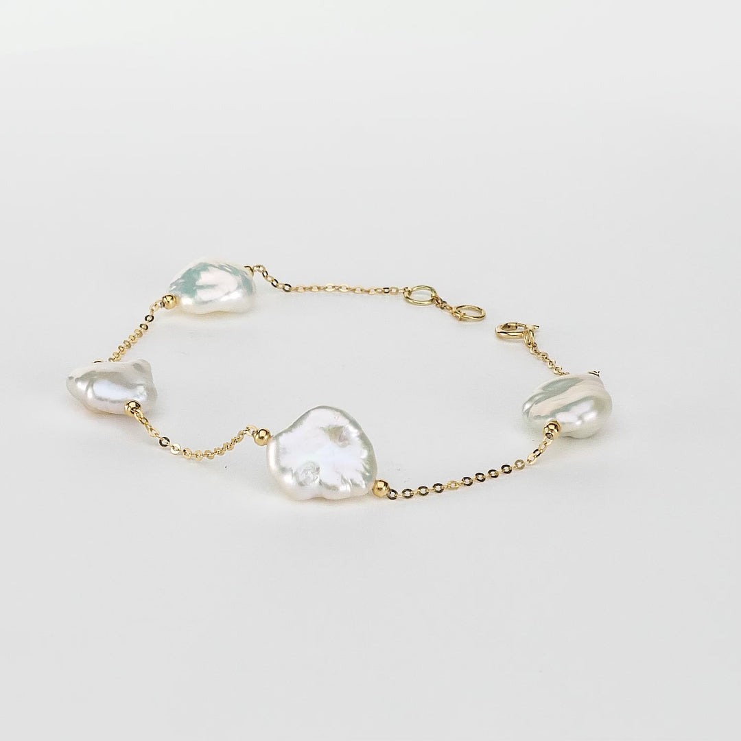 Pearl Beaded Station Bracelet in 18K YG