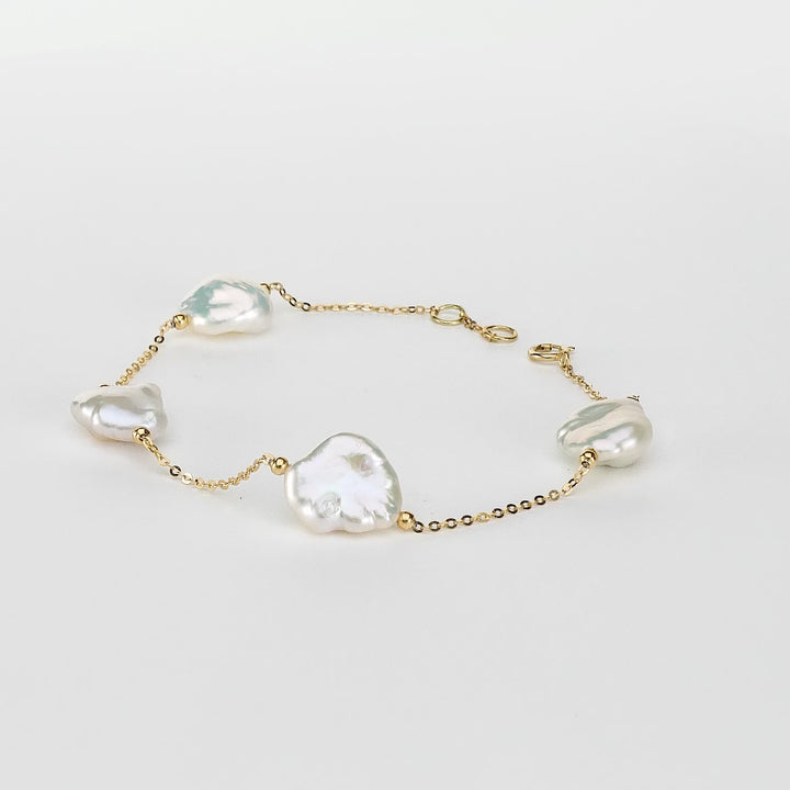 Pearl Beaded Station Bracelet in 18K YG