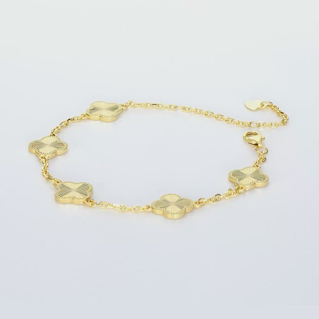 Yellow Gold Plated CLOVER Bracelet in 925 Sterling Silver