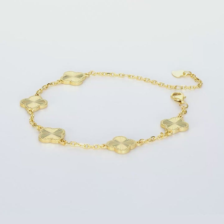 Yellow Gold Plated CLOVER Bracelet in 925 Sterling Silver