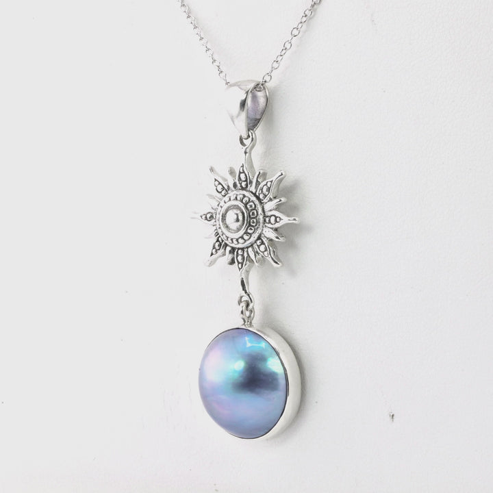 4.00 Cts Pearl Drop Pendant in Oxidized 925 Silver