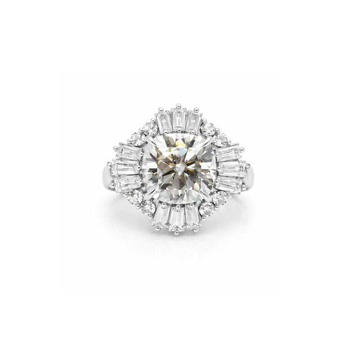11.00 DEW Moissanite Ring in 925 Platinum Plated
