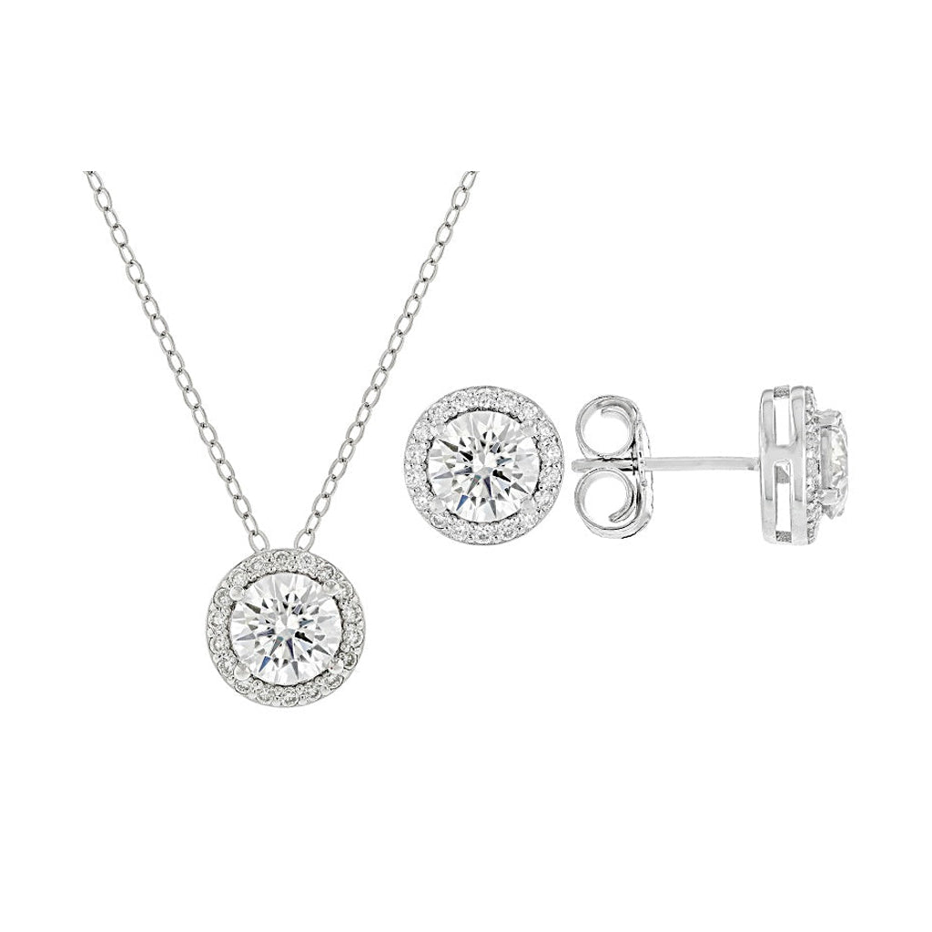 3.60 DEW Moissanite Earring and Pendant Set in 925 Platinum Plated